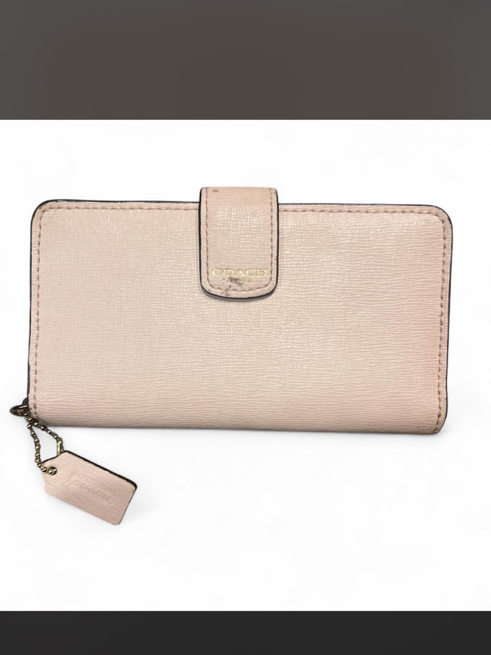 Coach Pale Pink Leather Snap & Zip Wallet